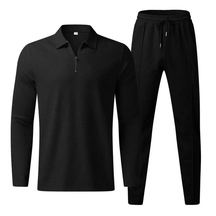 Santoni | V-Neck Long Sleeve Polo Shirt and Pants Suit Men's Set