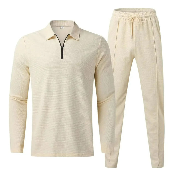 Santoni | V-Neck Long Sleeve Polo Shirt and Pants Suit Men's Set